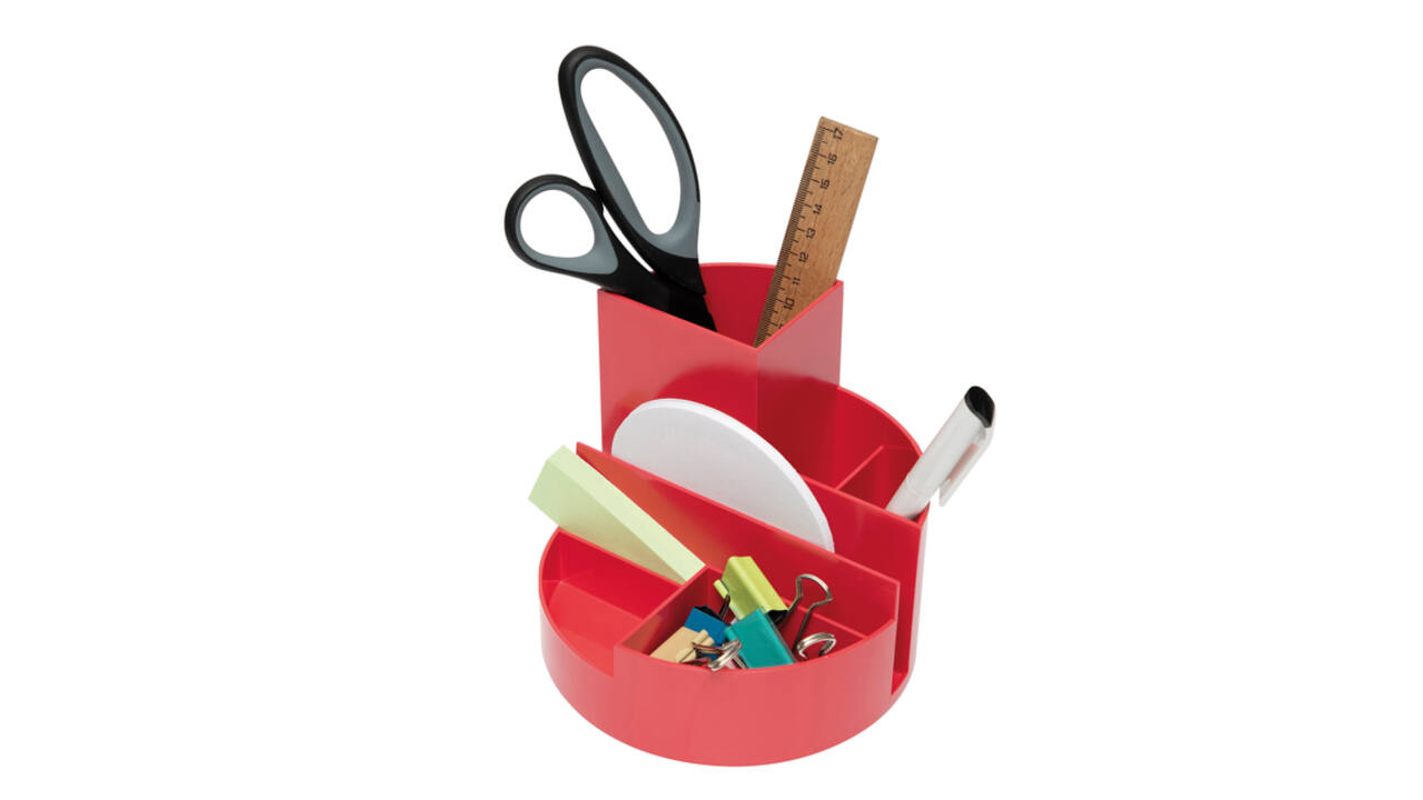 Pennenkoker MAULroundbox Blauwe Engel recycled 6 vaks rood