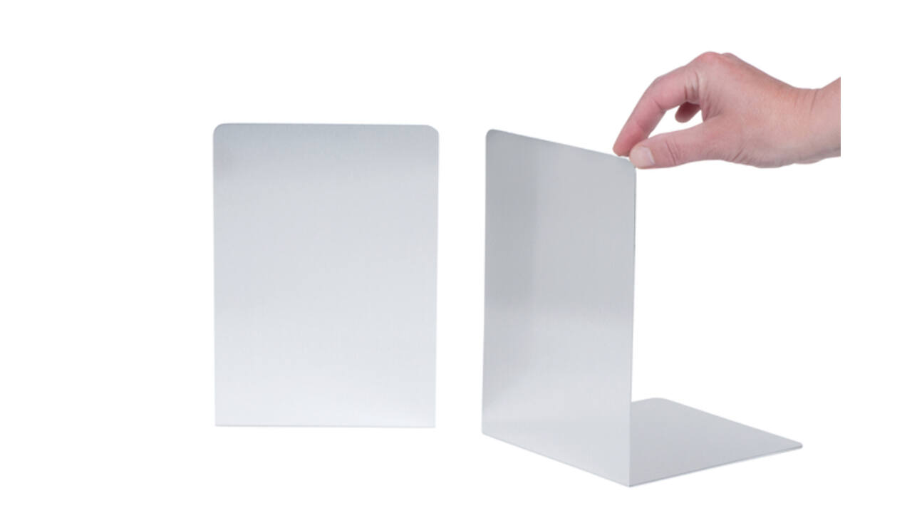 Boekensteun MAUL aluminium 16x15x21cm set 2 zilver