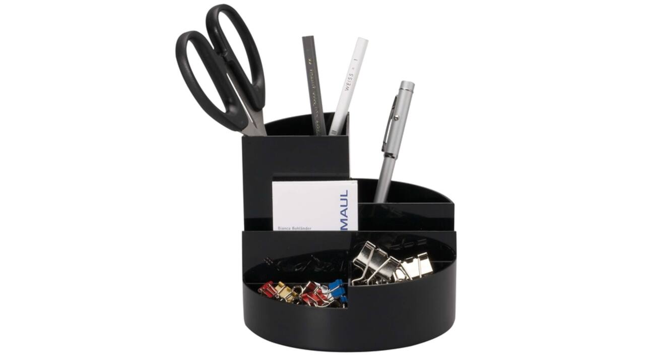 Pennenkoker MAULroundbox Blauwe Engel recycled 6 vaks zwart