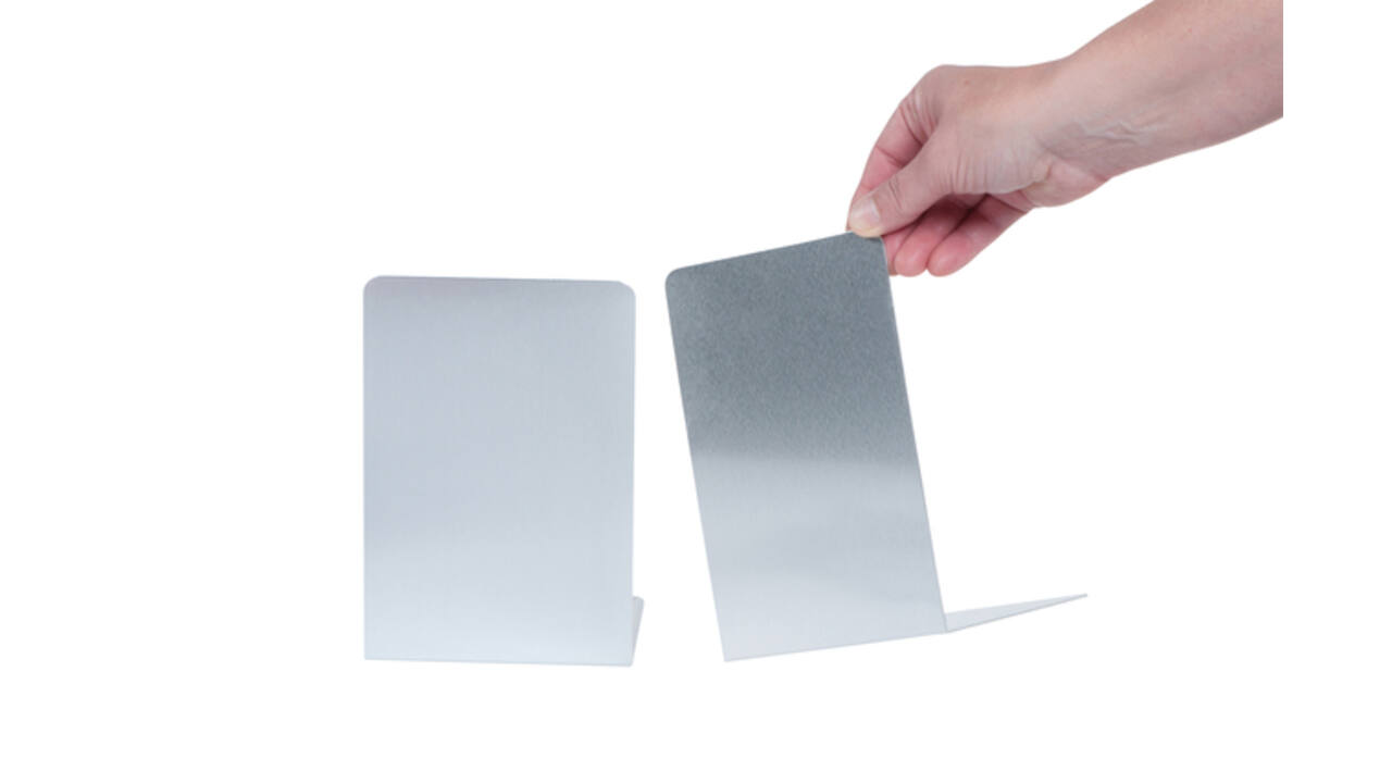 Boekensteun MAUL aluminium 12x12x17.5cm set 2 zilver