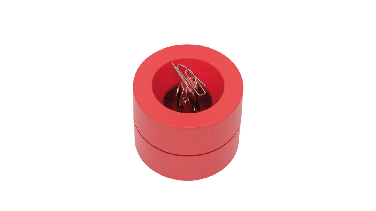 Papercliphouder MAULpro magnetisch recycled Ø73x60mm rood