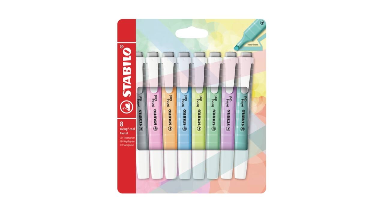 Markeerstift STABILO Swing cool 275/8 pastel assorti etui à 8 stuks