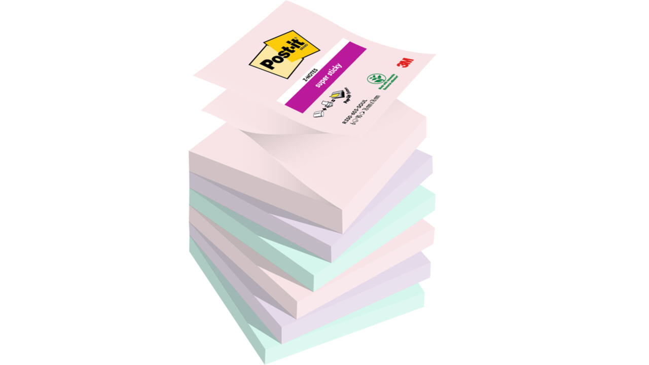 Memoblok Post-it Z-Notes R330 Super Sticky 76x76mm Soulful 6 stuks