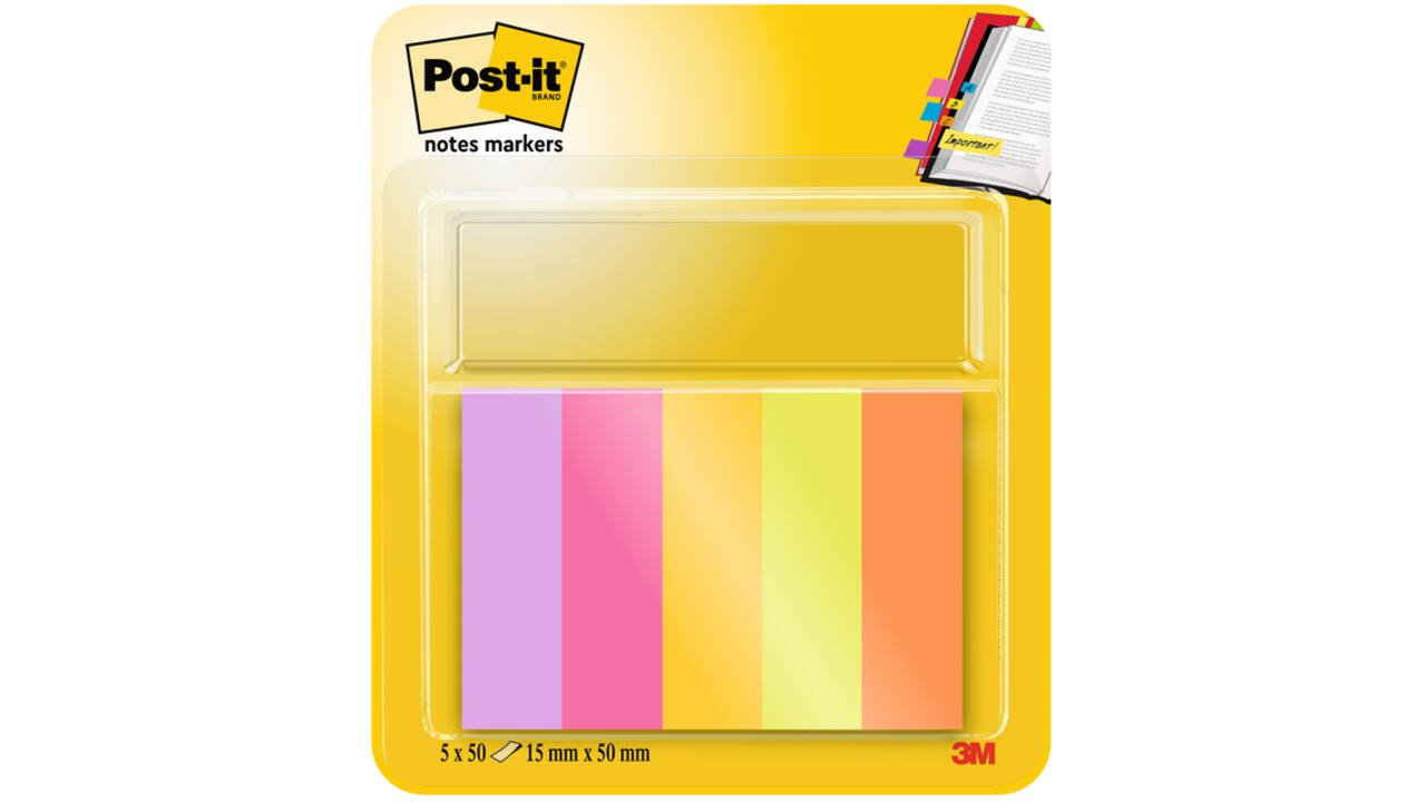 Markeerstrook Post-it 670-5-TFEN 15x50mm Energetic 5 stuks