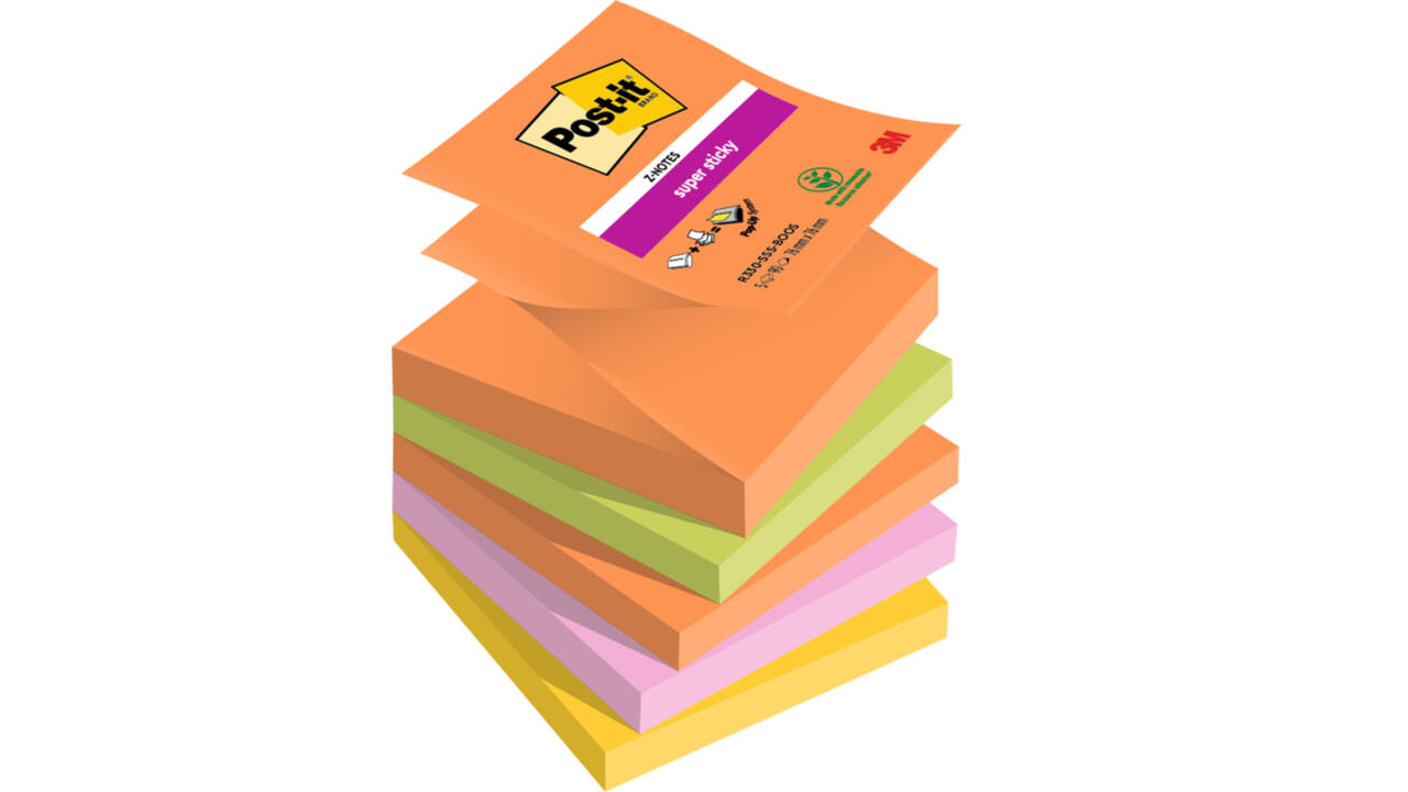 Memoblok Post-it Z-Notes R330 Super Sticky 76x76mm Boost 5 stuks