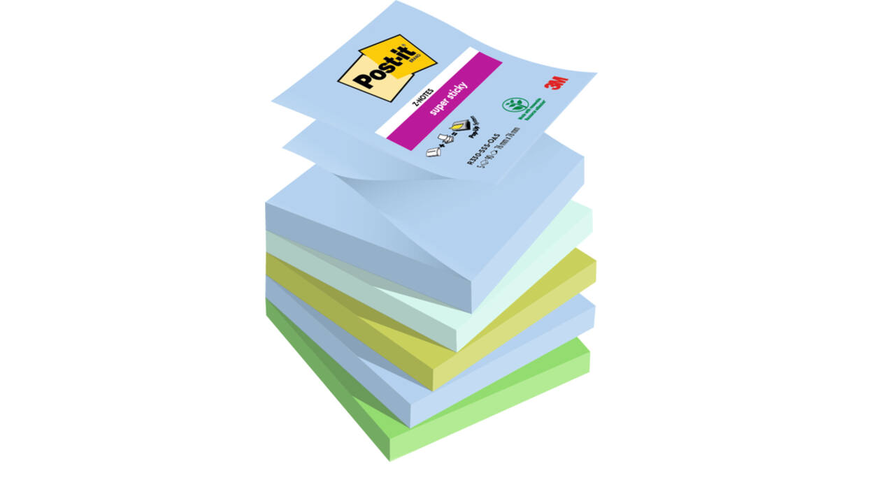 Memoblok Post-it Z-Notes R330 Super Sticky 76x76mm Oasis 5 stuks