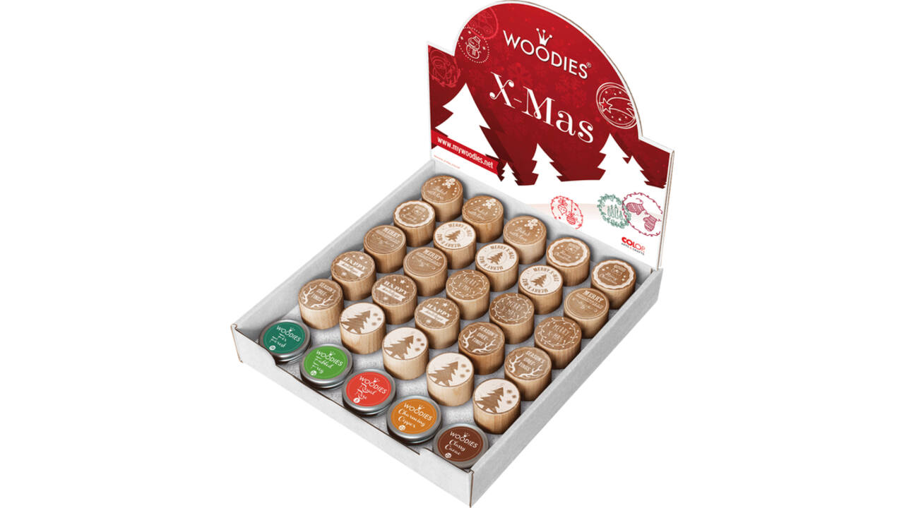 Stempels en stempelkussen Woodies Christmas