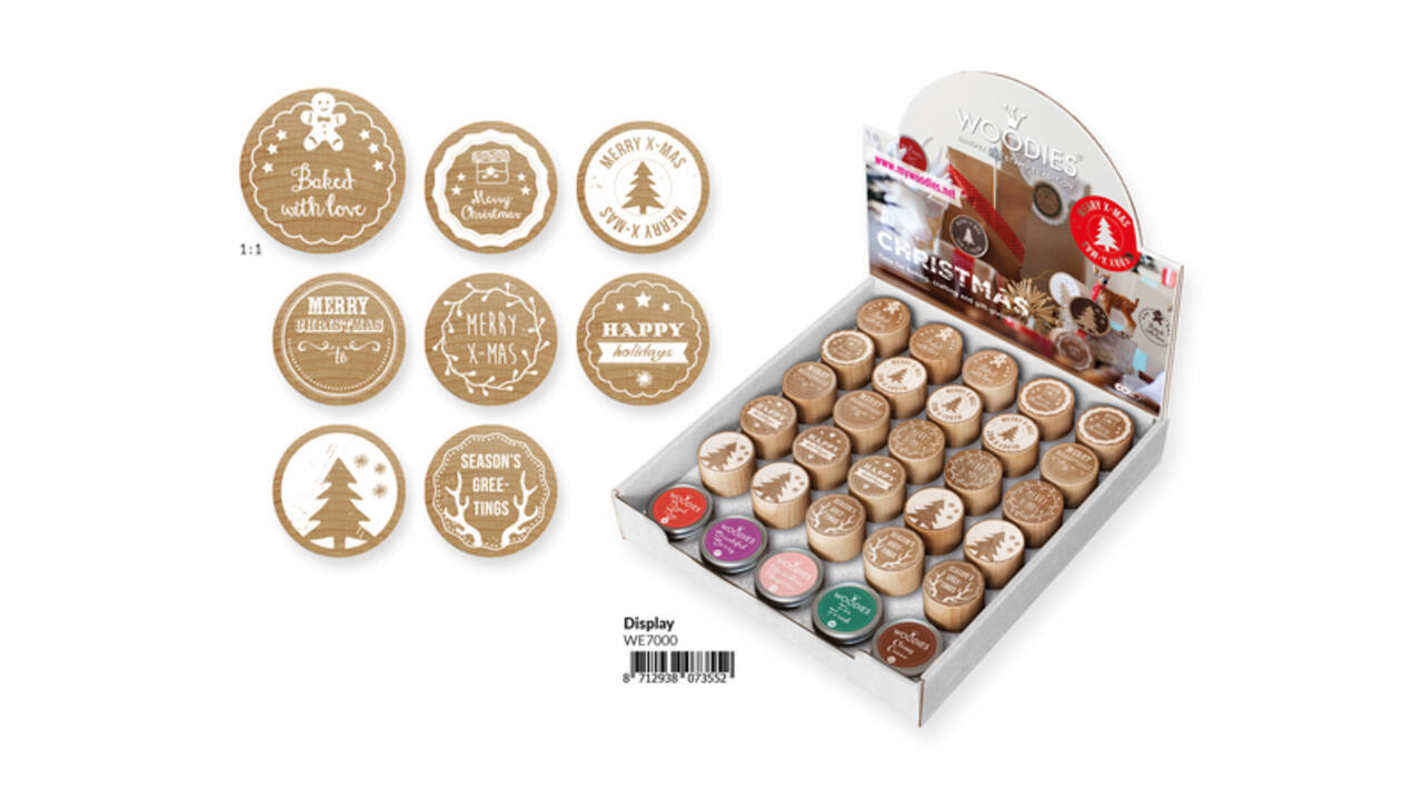 Stempels en stempelkussen Woodies Christmas