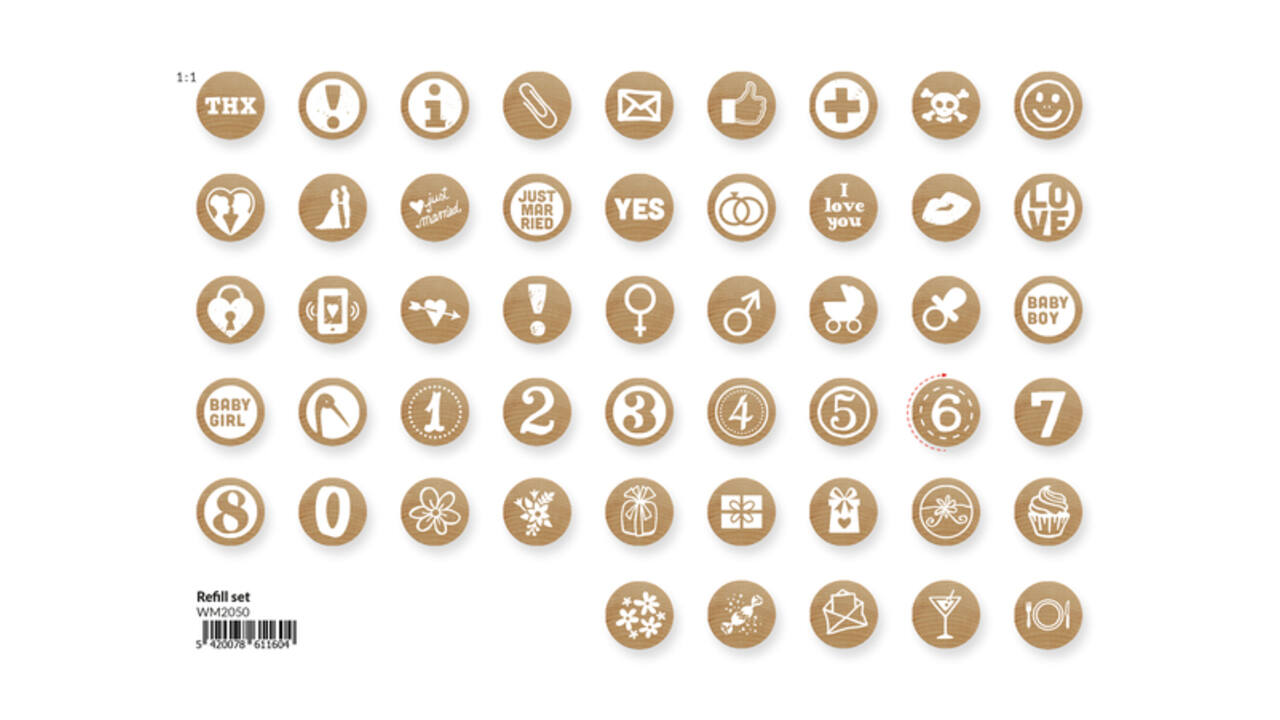 Mini Woodies refill set met 250 ministempel