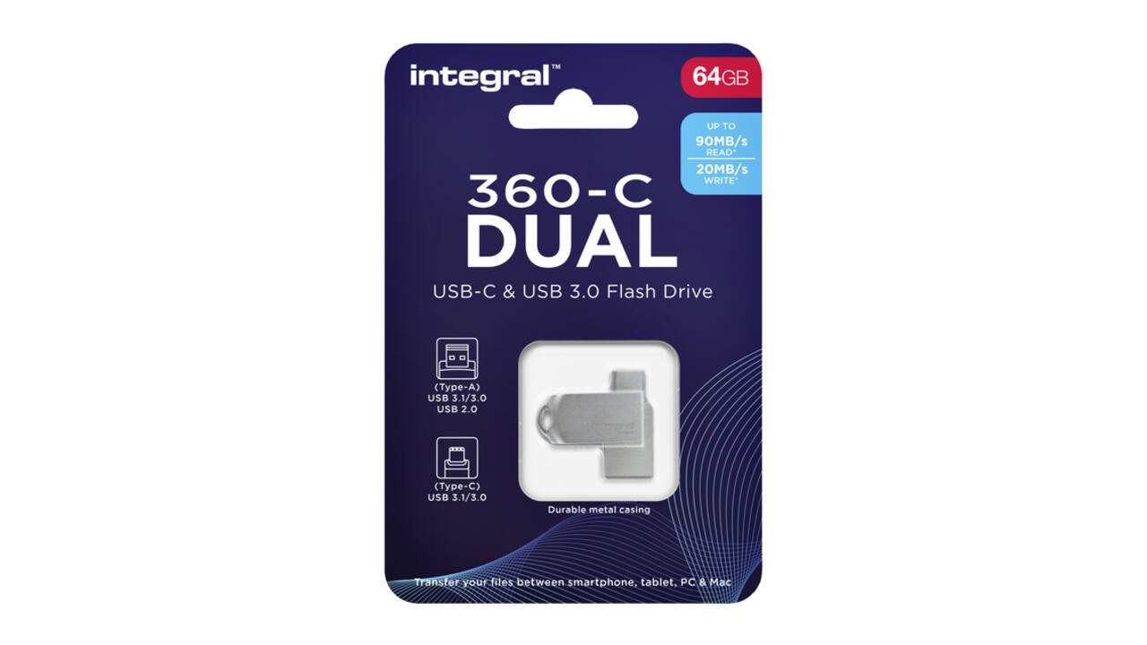 USB stick 3.0 Integral USB-360-C Dual USB-A 64GB