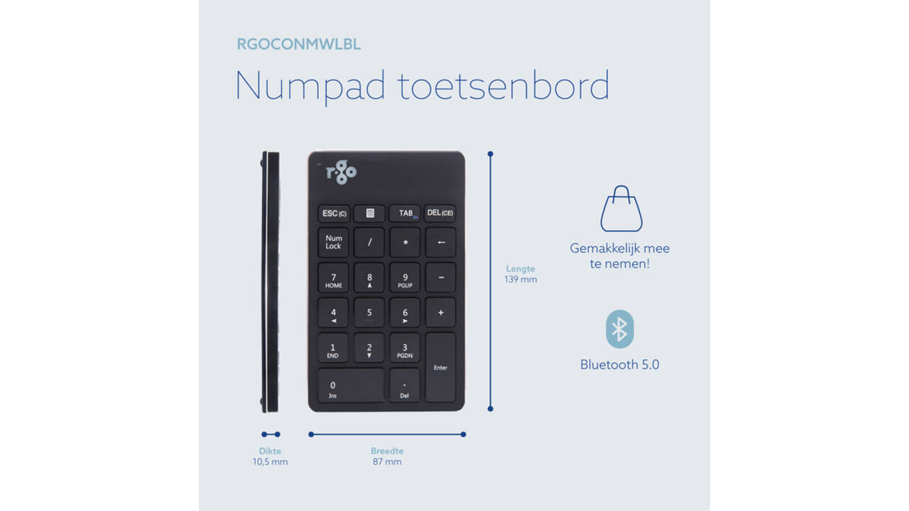 Toetsenbord R-Go Ergonomisch Numpad Break Wireless