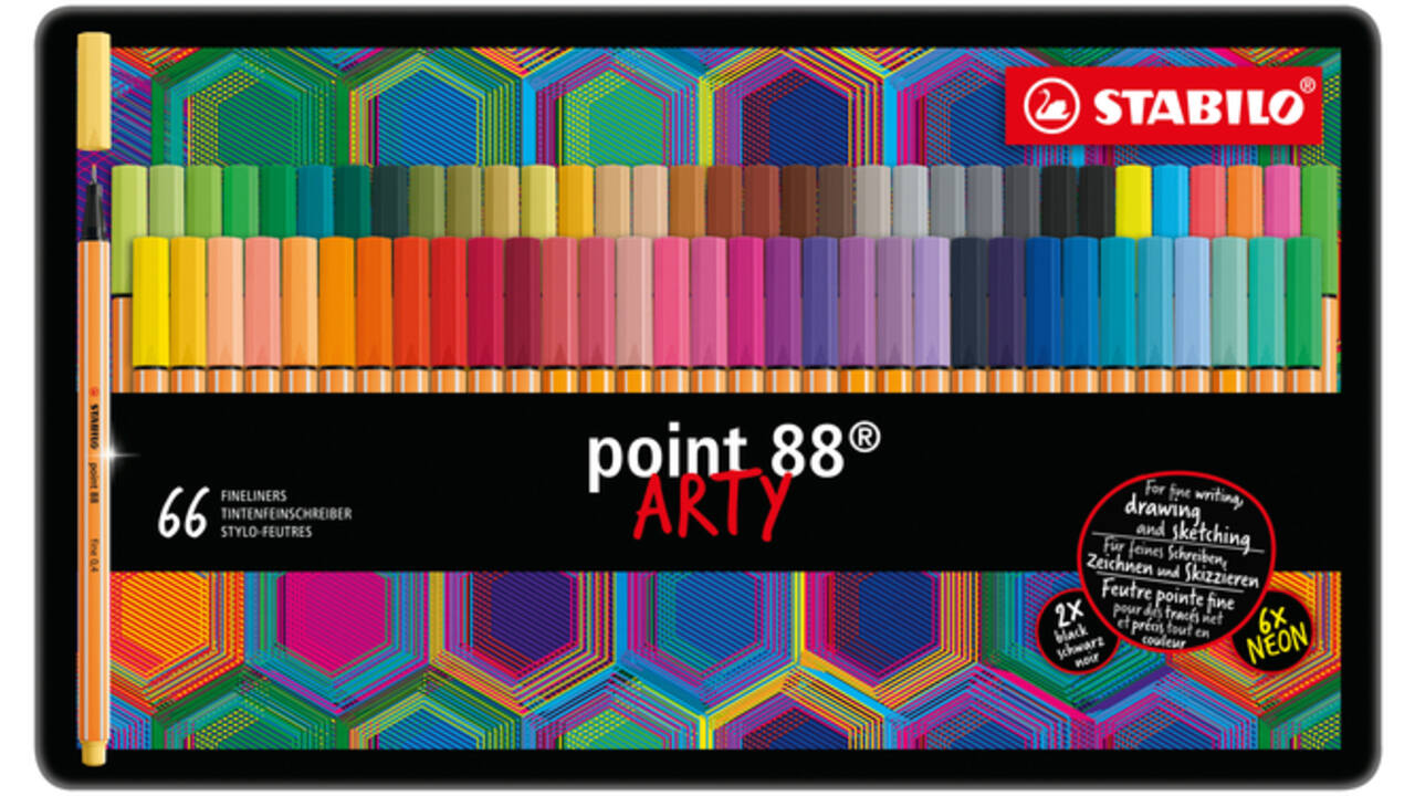 Fineliner STABILO point 88/66 Arty fijn assorti blik à 66 stuks