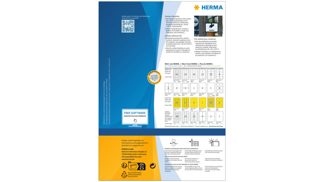Etiket HERMA 9541 210x148mm weerbestendig wit 80 stuks