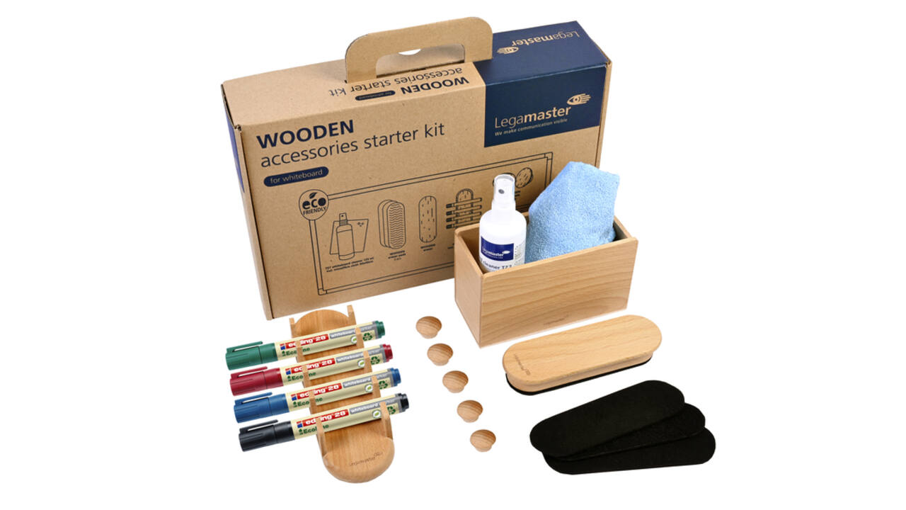 Whiteboard accessoire starter kit Legamaster WOODEN 17 stuks