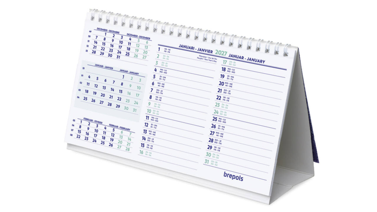 Bureaumaandkalender 2027 Brepols 210x125mm