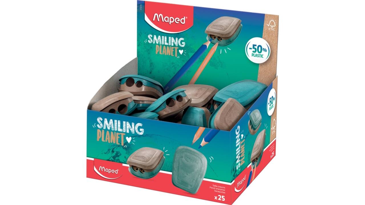 Puntenslijper Maped Smiling Planet 2-gaats display à 25 stuks