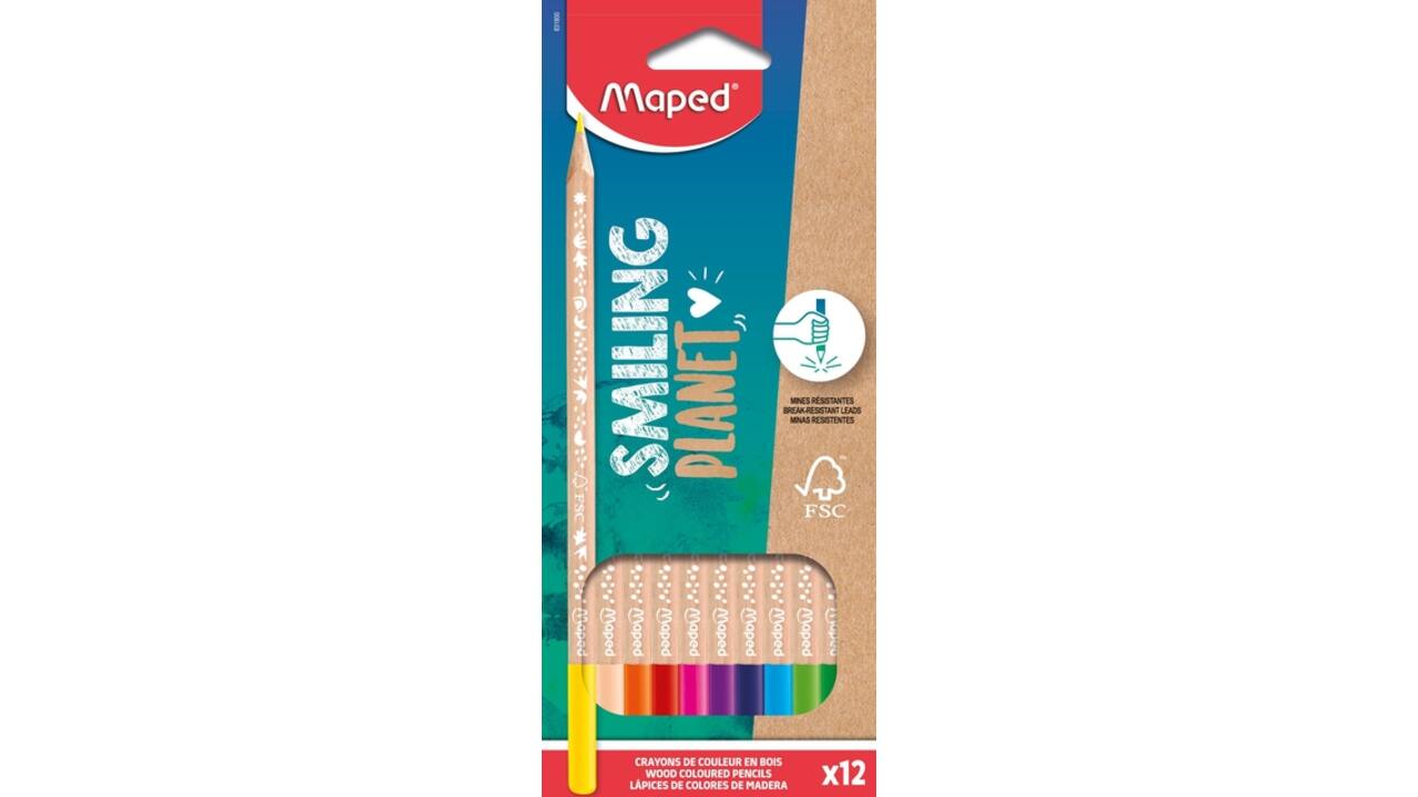 Kleurpotlood Maped Smiling Planet set à 12 kleuren