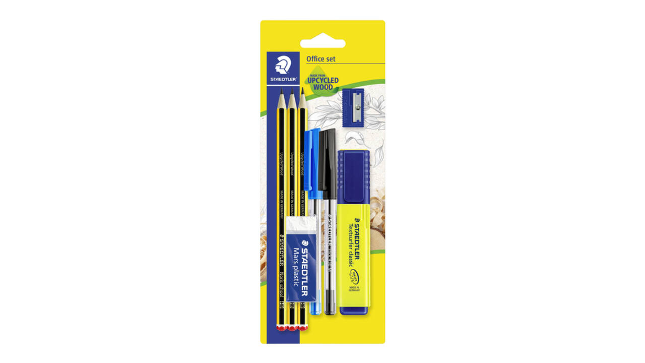 Schrijfset Staedtler 3 Noris potl HB-2 balpennen-markeerst-gum-slijper