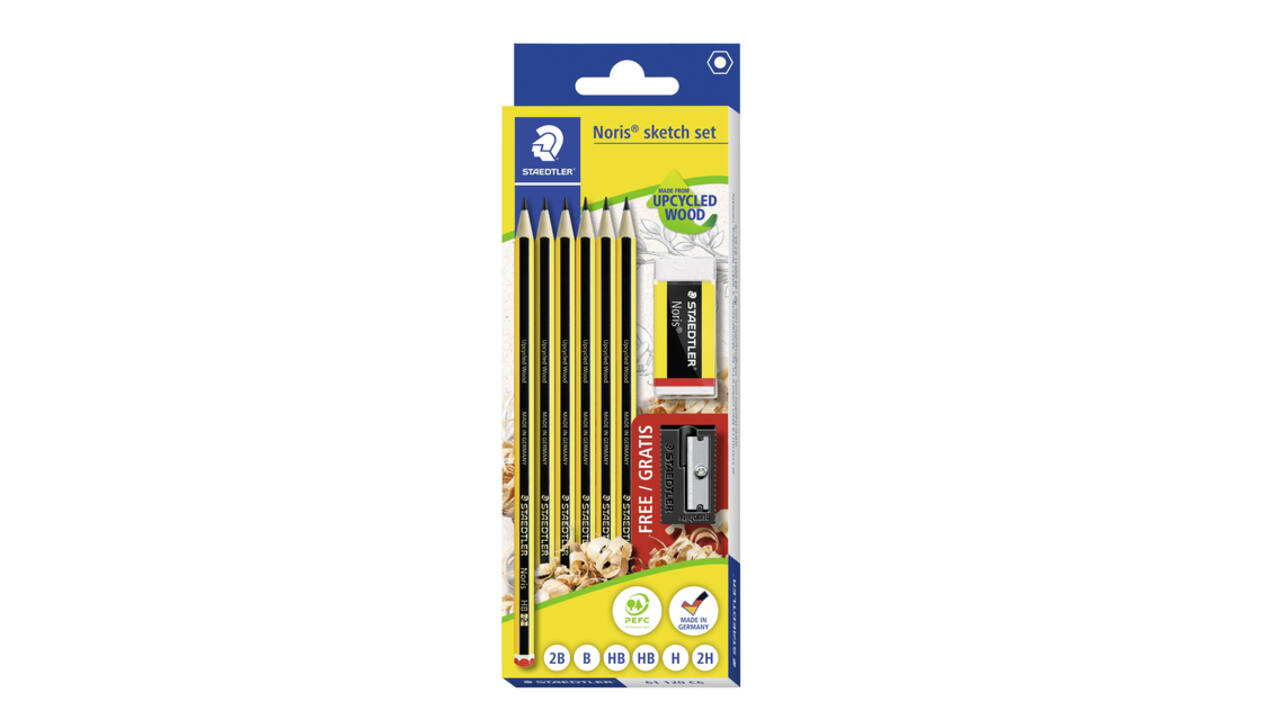 Potlood Staedtler Noris HB blister à 6 stuks met gum en gratis slijper