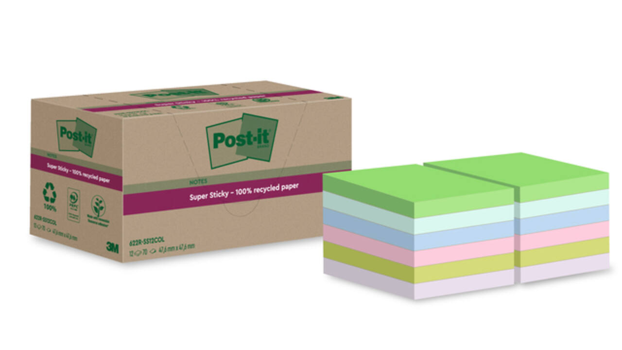 Memoblok Post-it 622 RSS12COL 47,6x47,6mm colour 12 stuks