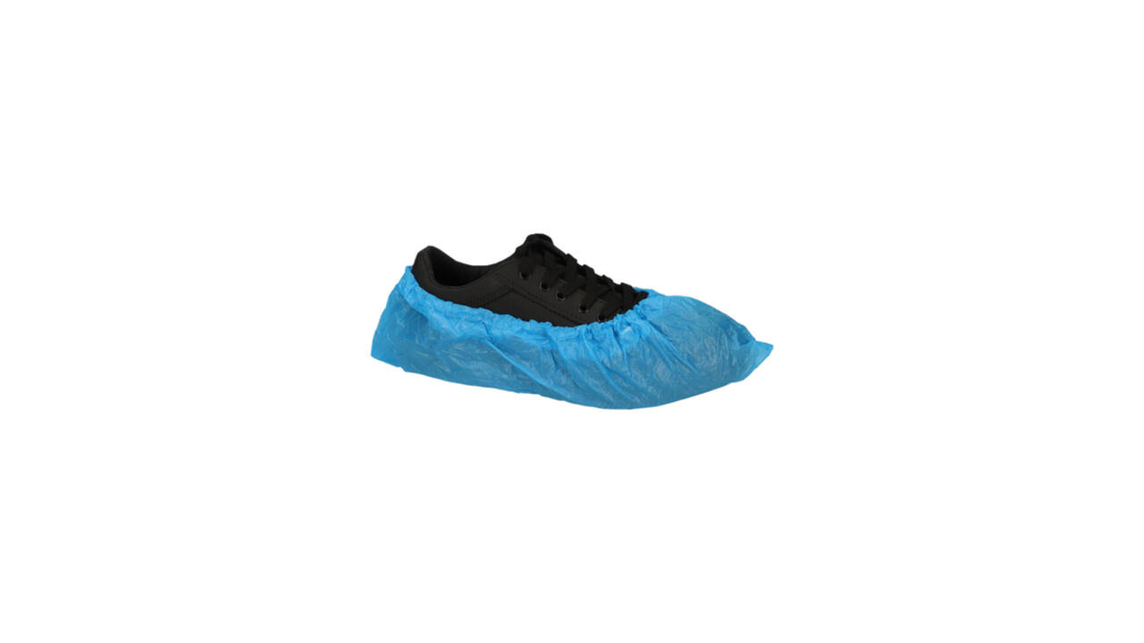 Schoenovertrek CMT 40mu geruwd maat 36-46 CPE blauw 100 stuks
