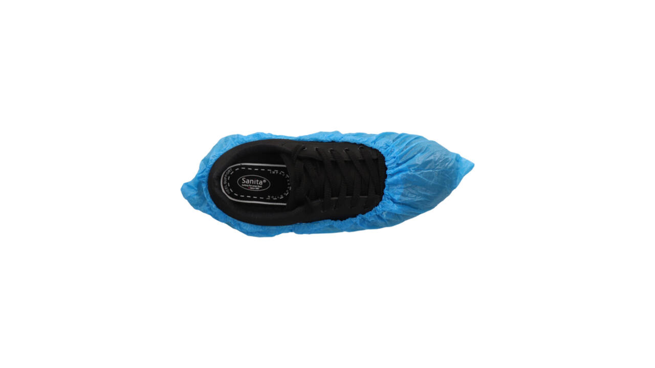 Schoenovertrek CMT 40mu geruwd maat 36-46 CPE blauw 100 stuks