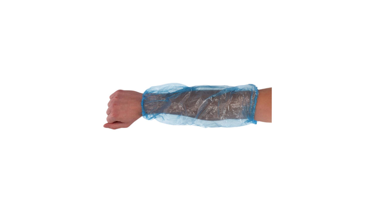 Mouwovertrek CMT 20x40cm 20mu LDPE blauw 100 stuks
