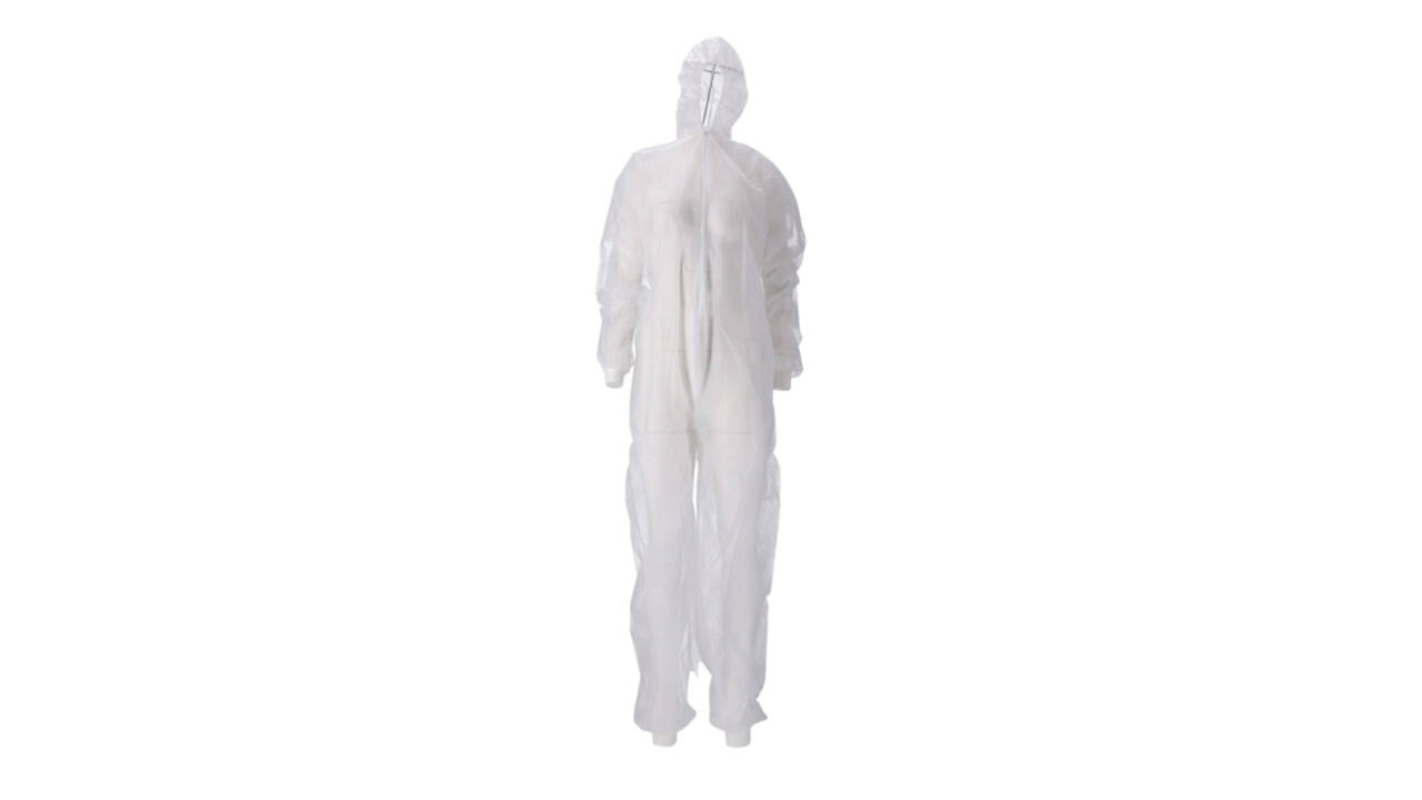 Overall CMT L non-woven ritssluiting PP wit 50 stuks