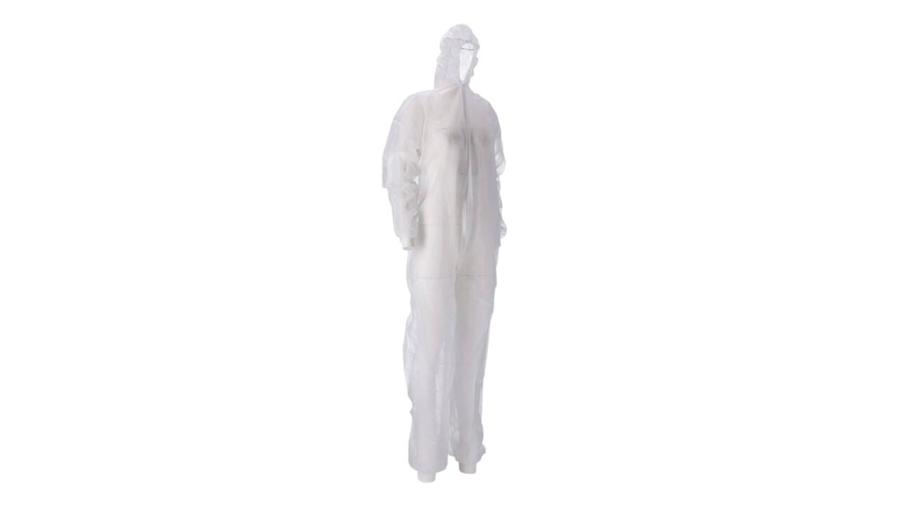 Overall CMT L non-woven ritssluiting PP wit 50 stuks