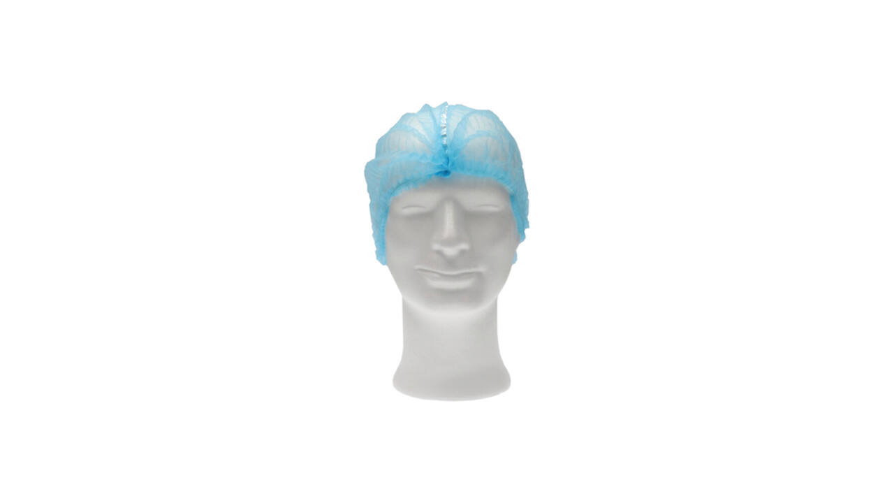 Haarnet CMT clip non-woven L 53cm met detectie strip PP blauw 100 stuks