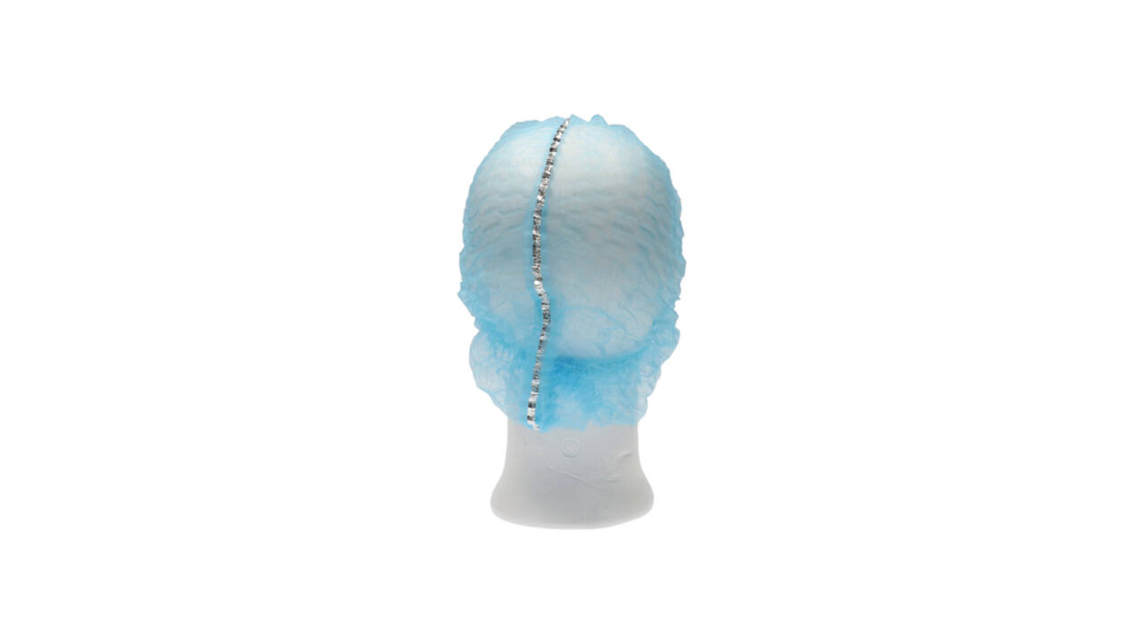 Haarnet CMT clip non-woven L 53cm met detectie strip PP blauw 100 stuks
