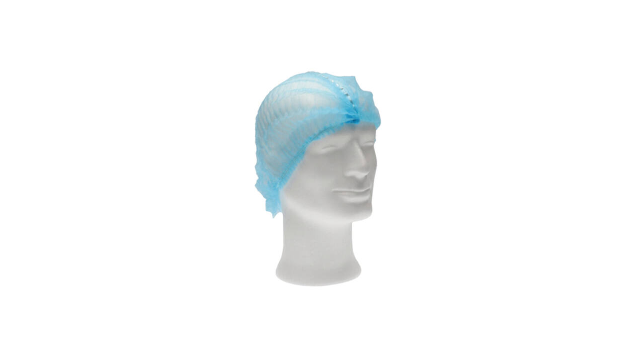 Haarnet CMT clip non-woven L 53cm met detectie strip PP blauw 100 stuks