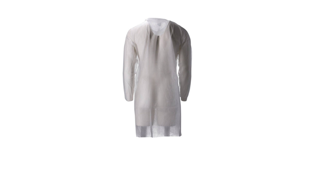 Bezoekersjas CMT L non-woven drukknopen 104cm lang PP wit 100 stuks