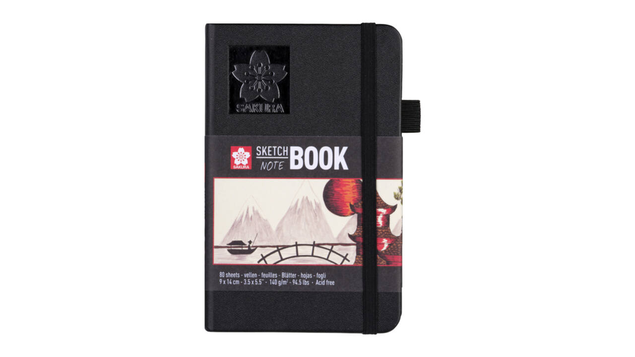 Schetsboek Sakura 80 witte vellen 140gr 90x140mm zwart