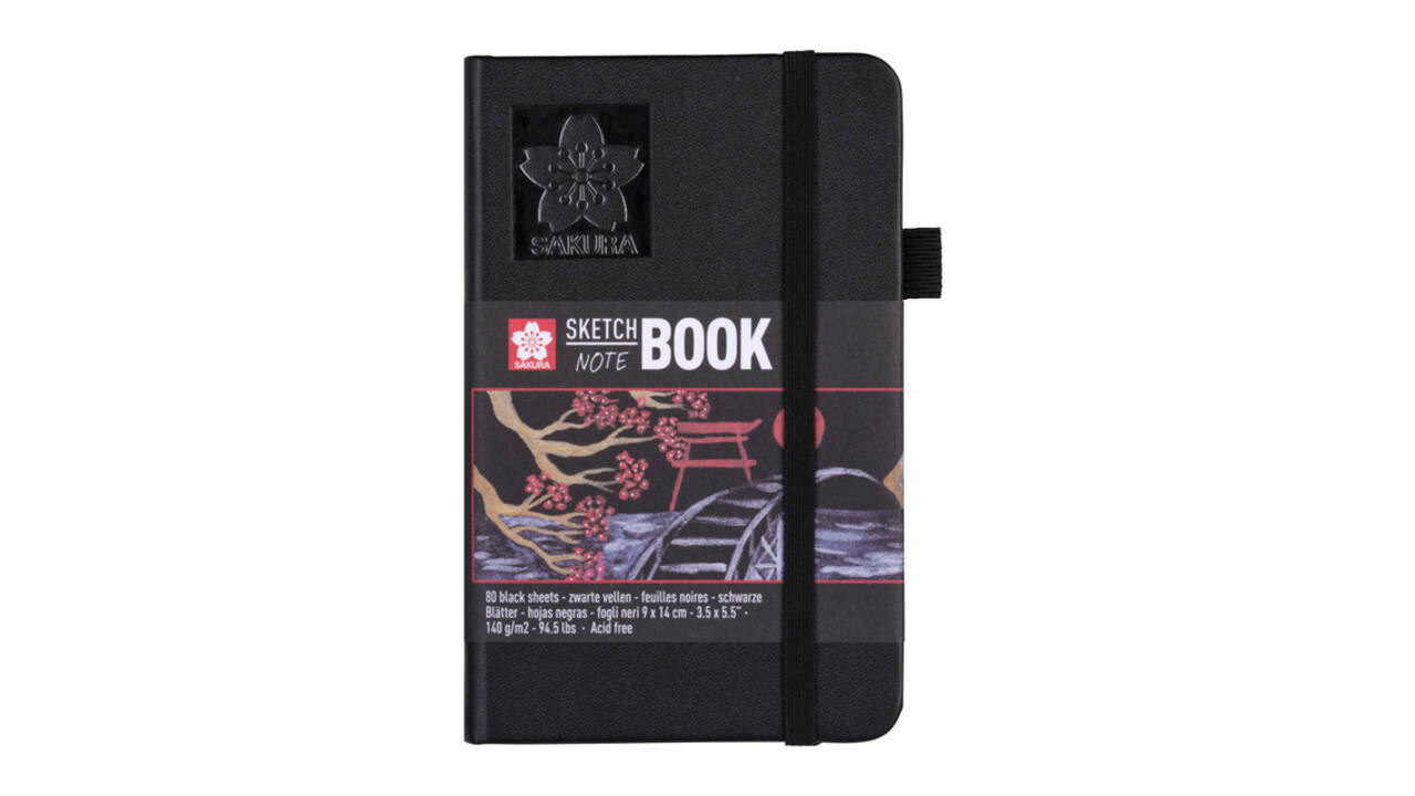 Schetsboek Sakura 80 zwarte vellen 140gr 90x140mm zwart