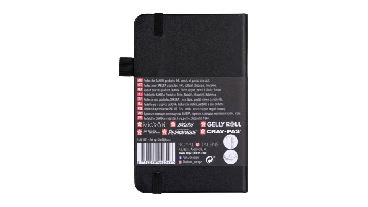 Schetsboek Sakura 80 zwarte vellen 140gr 90x140mm zwart