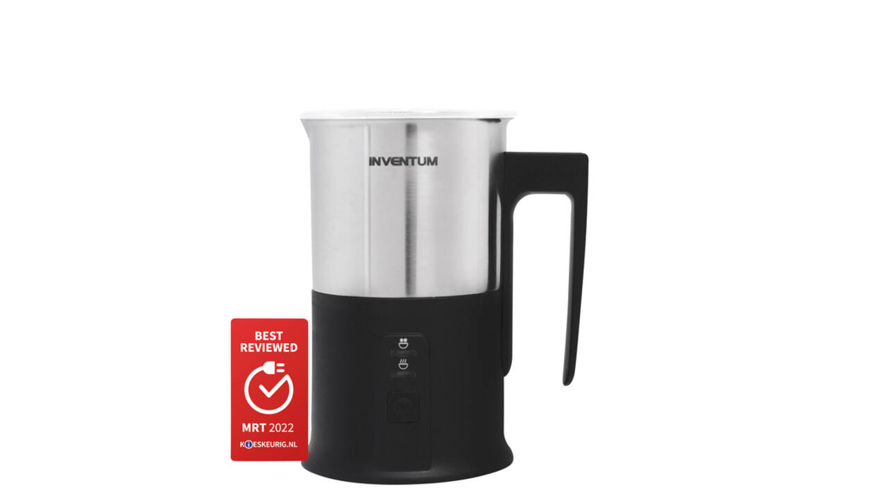 Melkopschuimer Inventum 240ml zwart met rvs