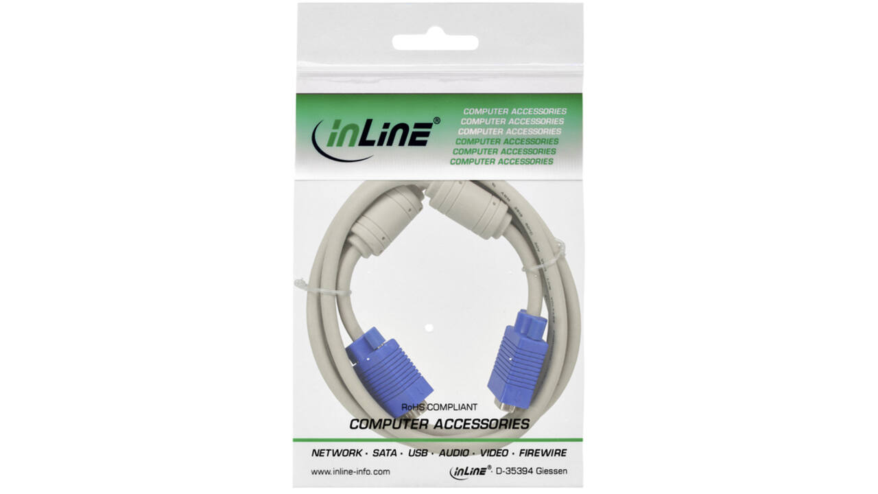 Kabel Inline S VGA 15HD M-M 2 meter beige en blauw