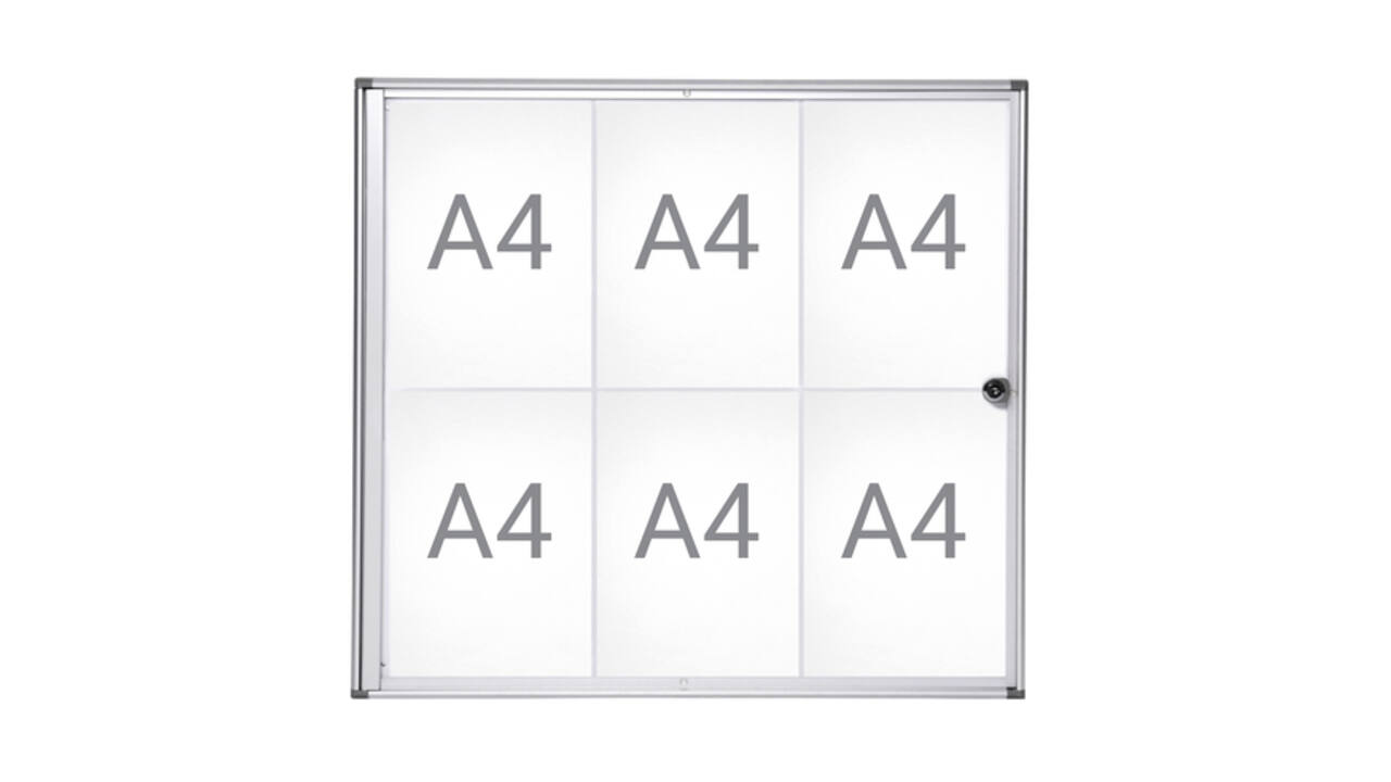 Binnenvitrine wand MAULextraslim whiteboard 6xA4 met slot