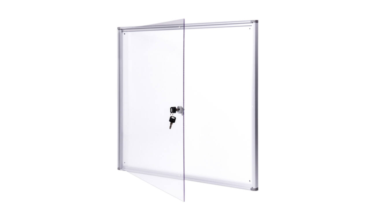 Binnenvitrine wand MAULextraslim whiteboard 6xA4 met slot
