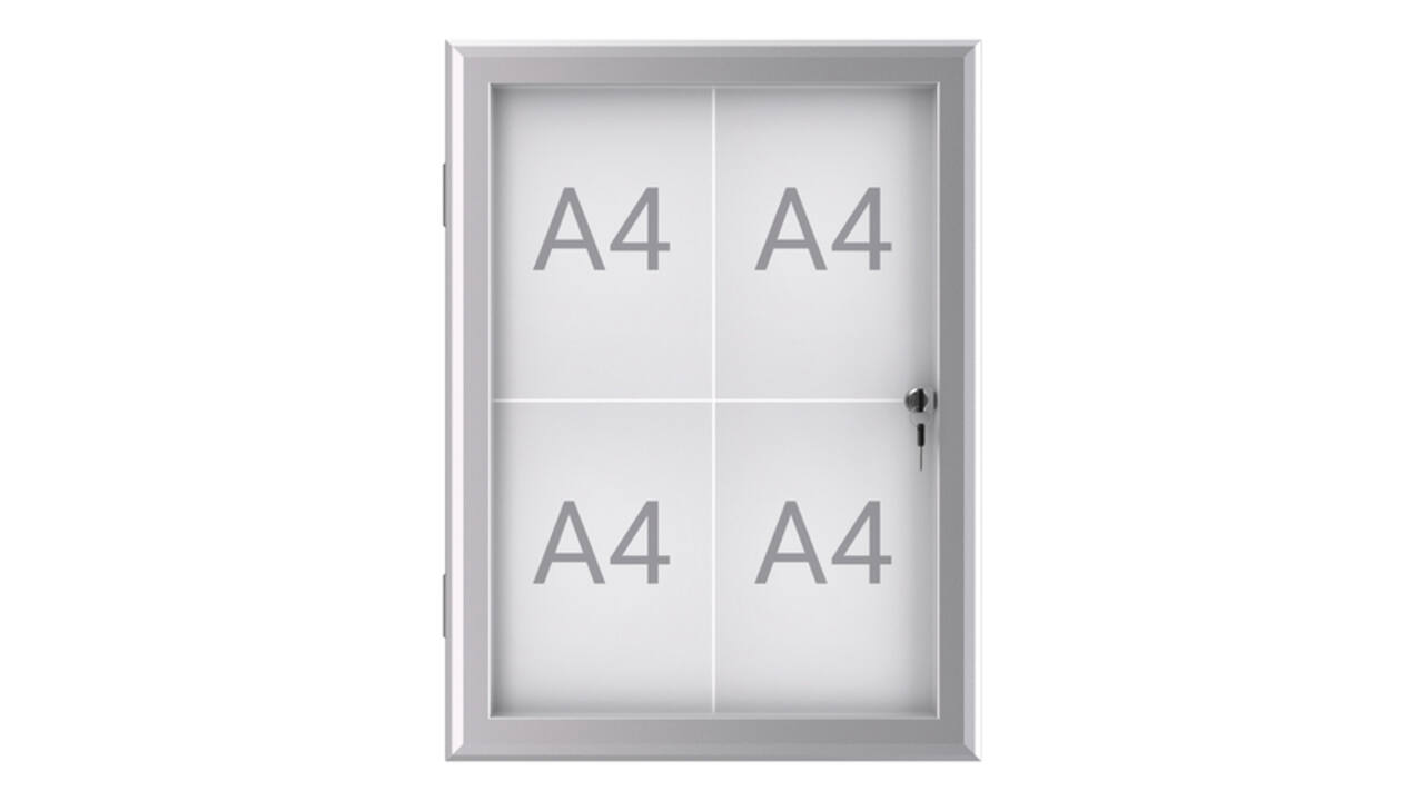 Buiten- binnenvitrine wand MAULexcite whiteboard 4xA4 met slot