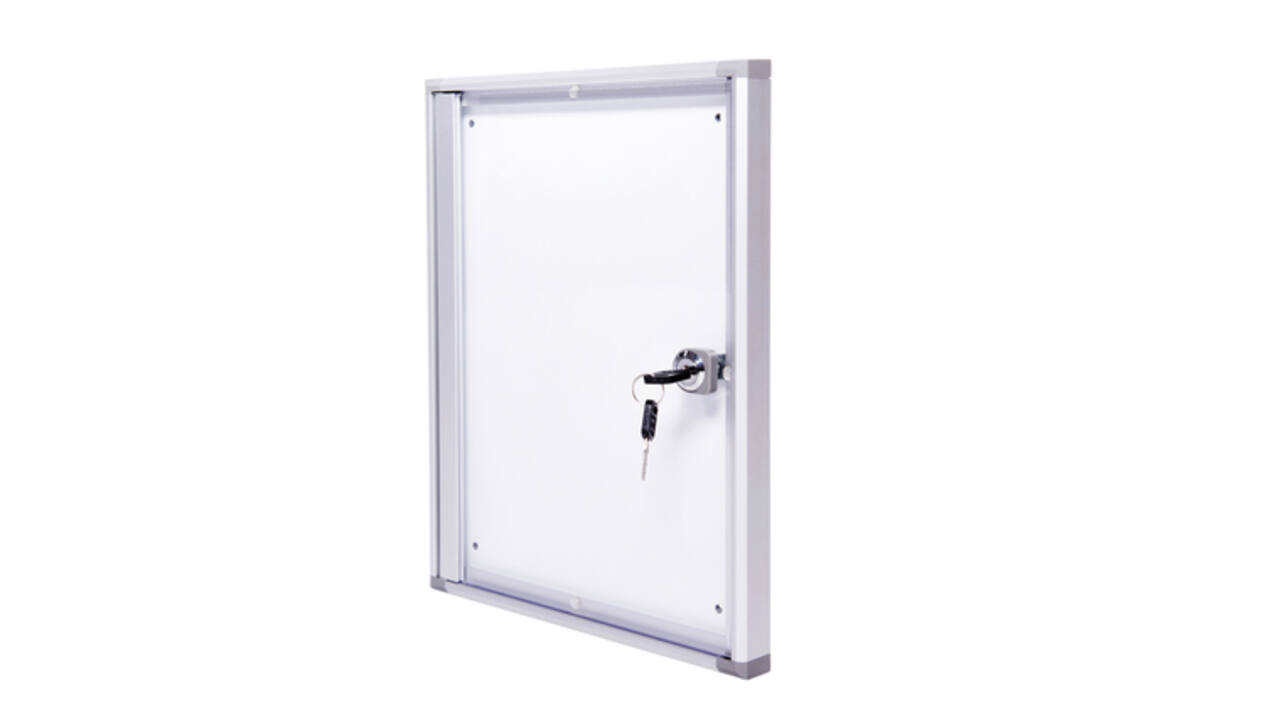 Binnenvitrine wand MAULextraslim whiteboard 1xA4 met slot