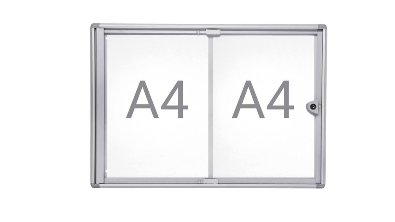 Binnenvitrine wand MAULextraslim whiteboard 2xA4 met slot
