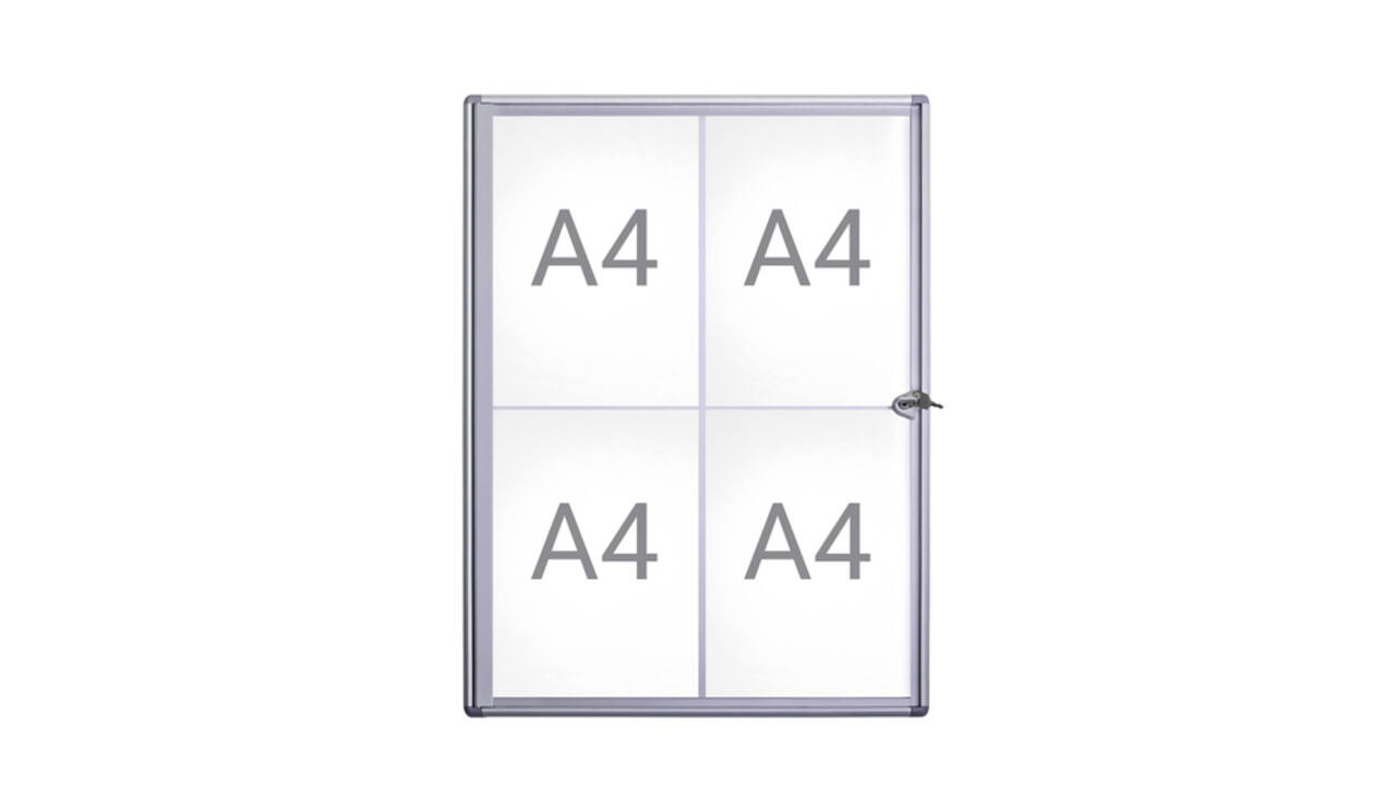 Binnenvitrine wand MAULextraslim whiteboard 4xA4 met slot