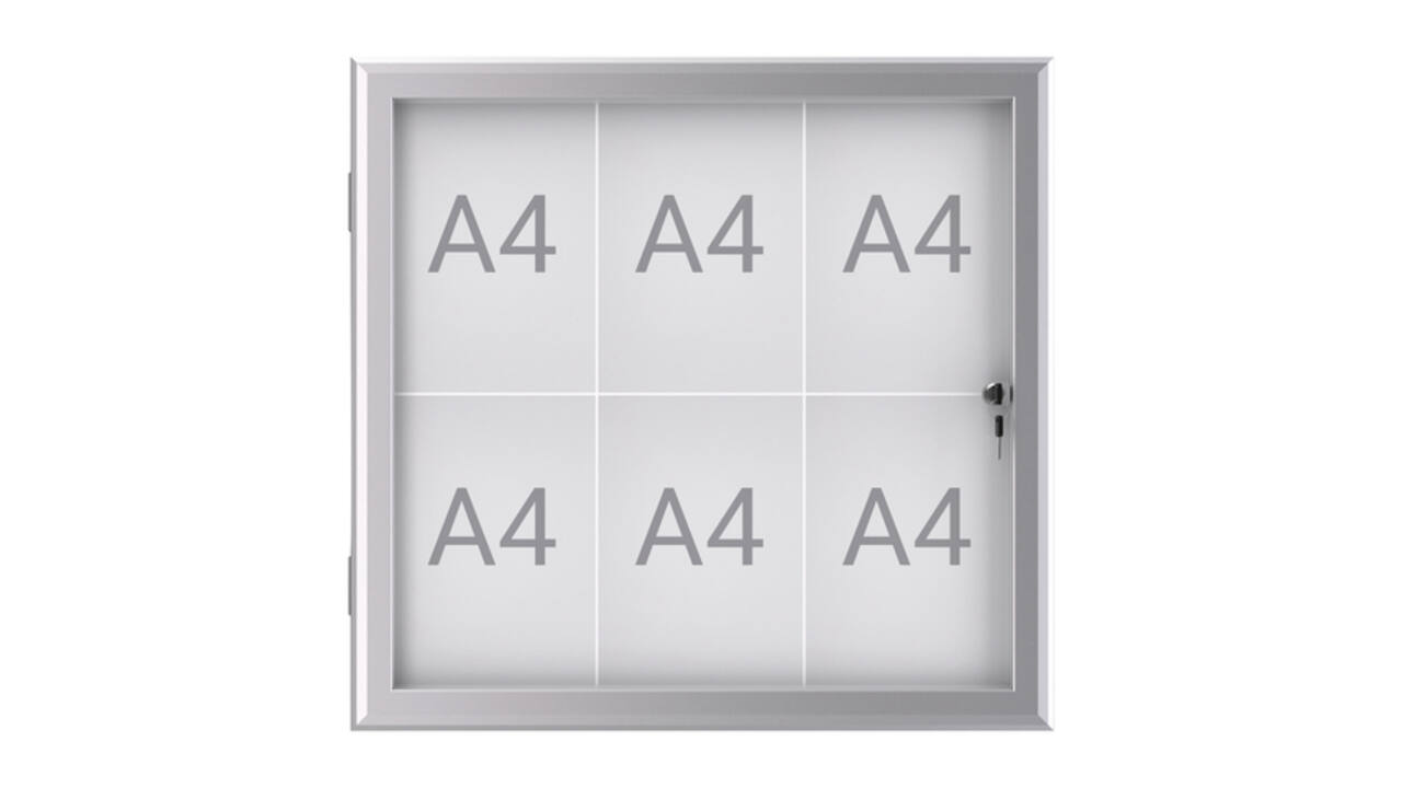 Buiten- binnenvitrine wand MAULexcite whiteboard 6xA4 met slot