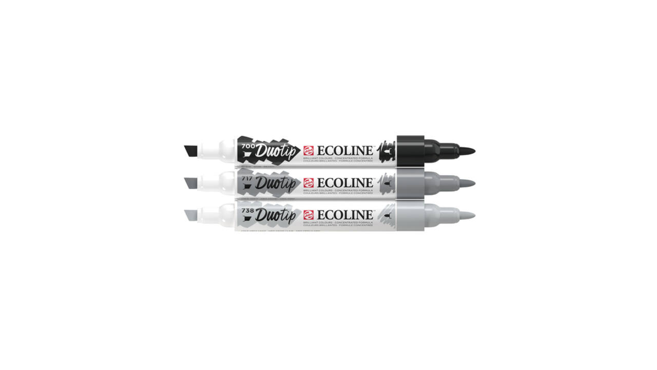Duotip Talens Ecoline set à 3 stuks zwart en grijs