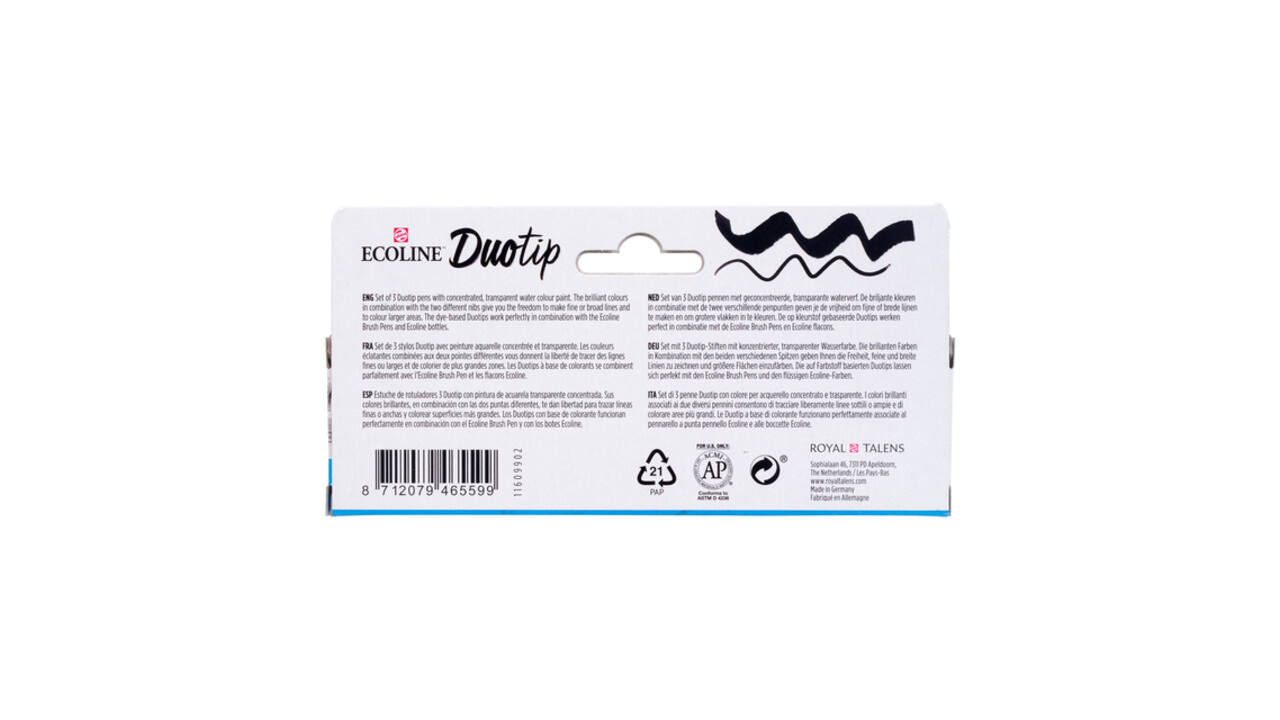 Duotip Talens Ecoline set à 3 stuks zwart en grijs