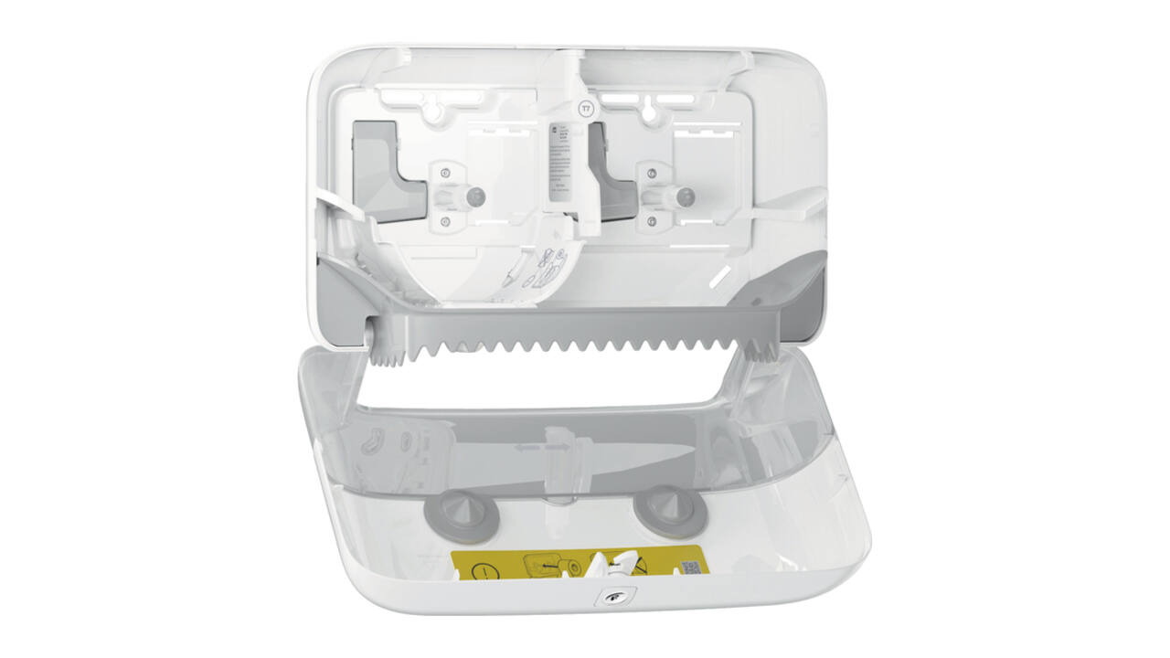 Toiletpapierdispenser Tork T7 Elevation Optiserve Coreless medium duo wit 558040