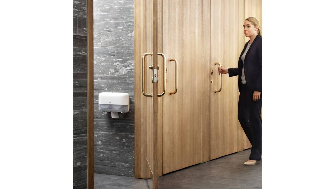 Toiletpapierdispenser Tork T7 Elevation Optiserve Coreless medium duo wit 558040