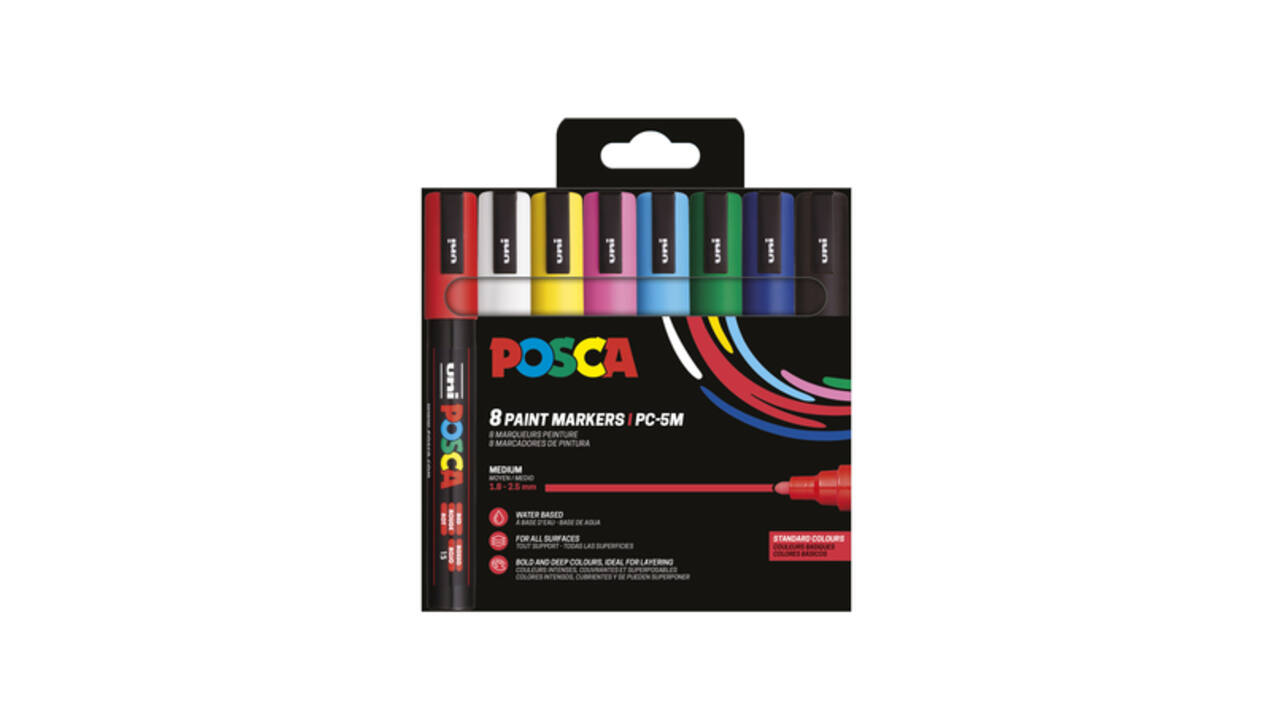 Paintmarker Uni POSCA PC5M medium assorti set à 8 stuks